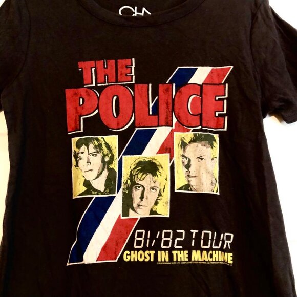 NWT CHASER Sting & The Police T-shirt Ghost in the Machine Tour 81-82 SS Blk XS - Picture 3 of 6